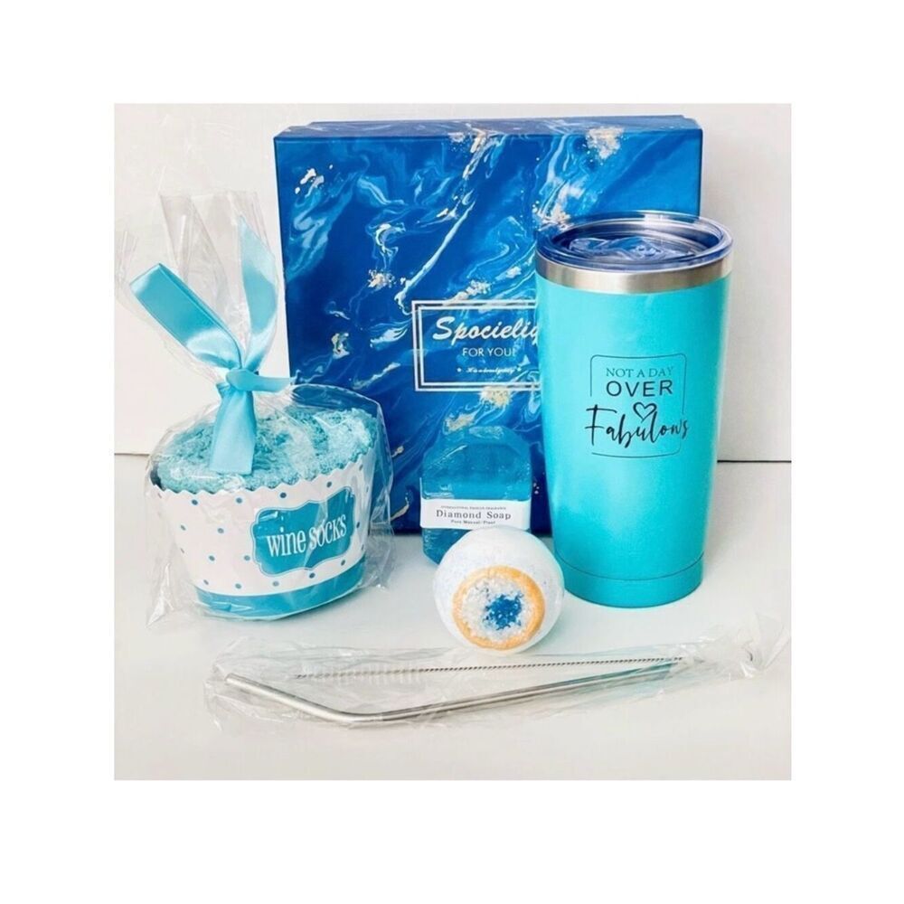 NWT Not a day over fabulous Wine Socks,Tumbler,soap, Bath bomb, Women Gift Set